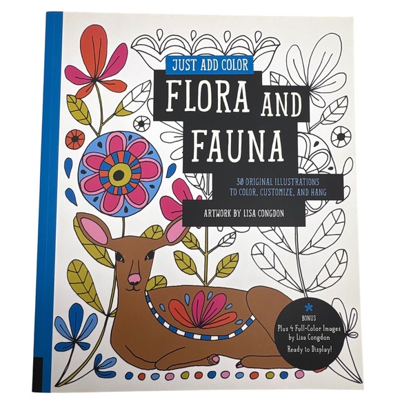 Just Add Color Flora and Fauna Coloring Book Lisa Congdon 30 Illustrations - Picture 1 of 16